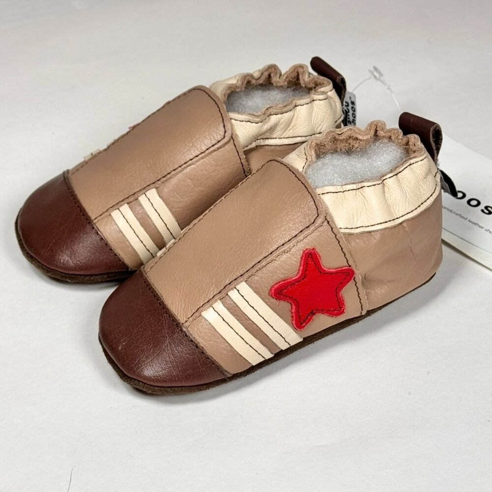 New Hand Crafted Genuine Leather Soft Sole Baby Shoes 18-24 Month Brown Toddler